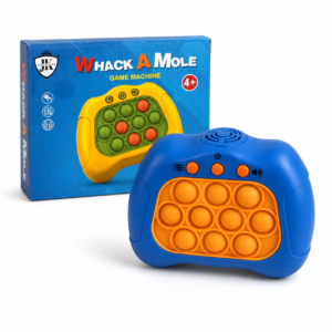 Blue and orange Pop Whack A Mole handheld game with retail box